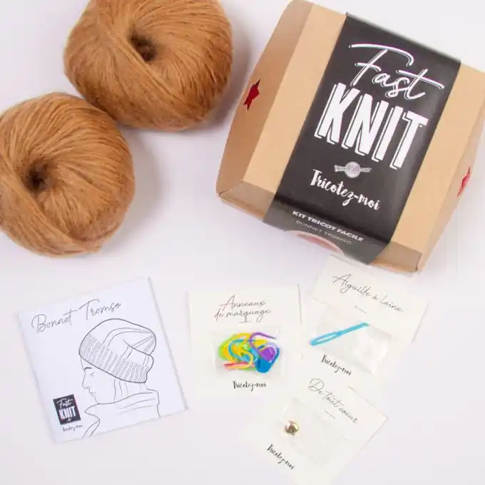 Komplettstrickset für trendige Mütze mit Baby-Alpaka und Seide Garantierte Lieferung