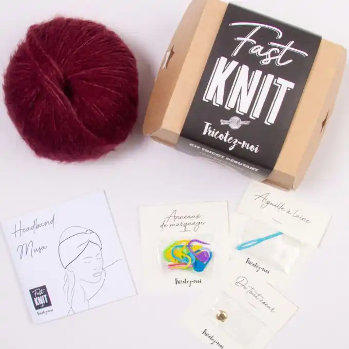 Komplettstrickset für personalisiertes Stirnband in Lila Top-Preis