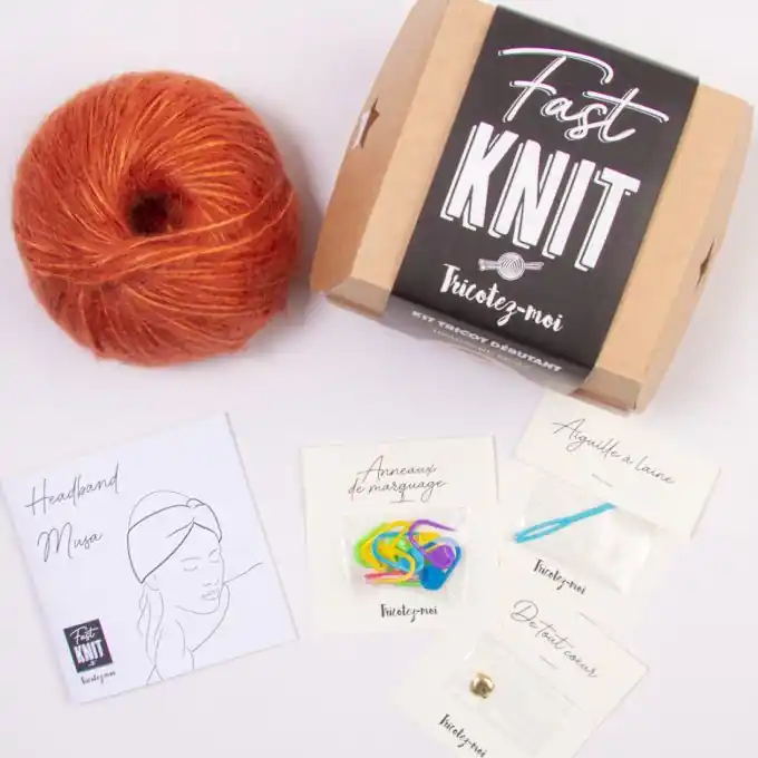 Mengenrabatt Kreatives Komplettstrickset mit Mohair und Goldherz – Orange