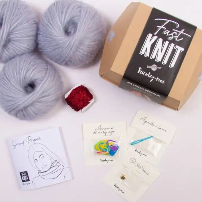 Strickset für personalisierten Schlauchschal – Top Hair, Stella, Gold, Muster Limited Edition