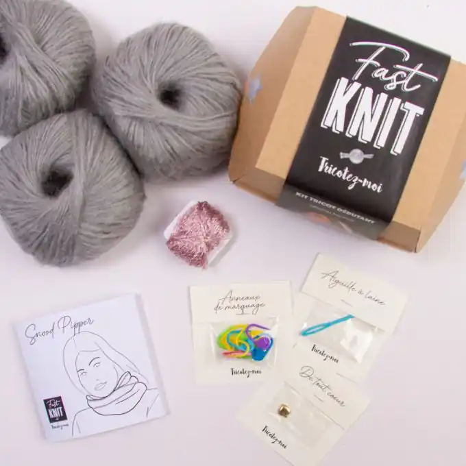 Strickset für trendigen Schlauchschal mit Mohair und Seide Sichere Zahlung