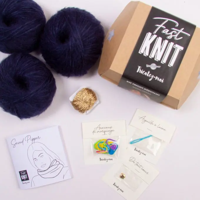 Komplettstrickset für personalisierten Schlauchschal – Mohair und Seide. Direktkauf