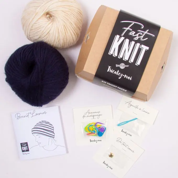 Strickset für personalisierte Mütze mit Baby-Alpaka und Seide Kostenfreie Lieferung