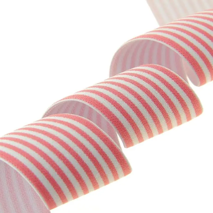 Aktuell Gummiband Streifen Rosa/Weiss 40 mm