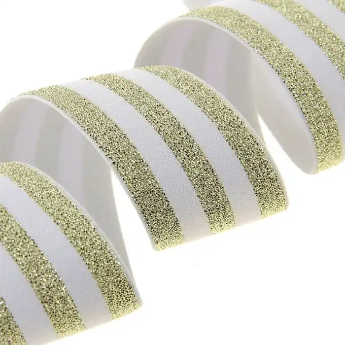 Gummiband Lurex Gold/Weiss 40 mm Finale Aktion