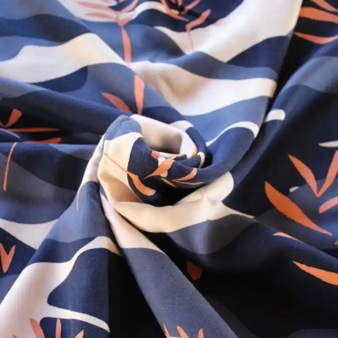 Köperstoff Viskose Solis Blau – Eglantine et Zoé Preiswert