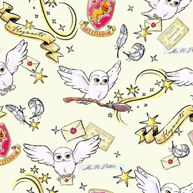 Baumwollstoff Harry Potter & Hedwig Neu