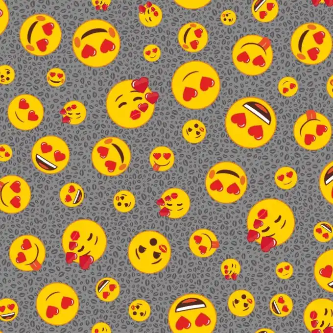 Baumwollstoff Emoji Herz Grau Solange Der Vorrat Reicht