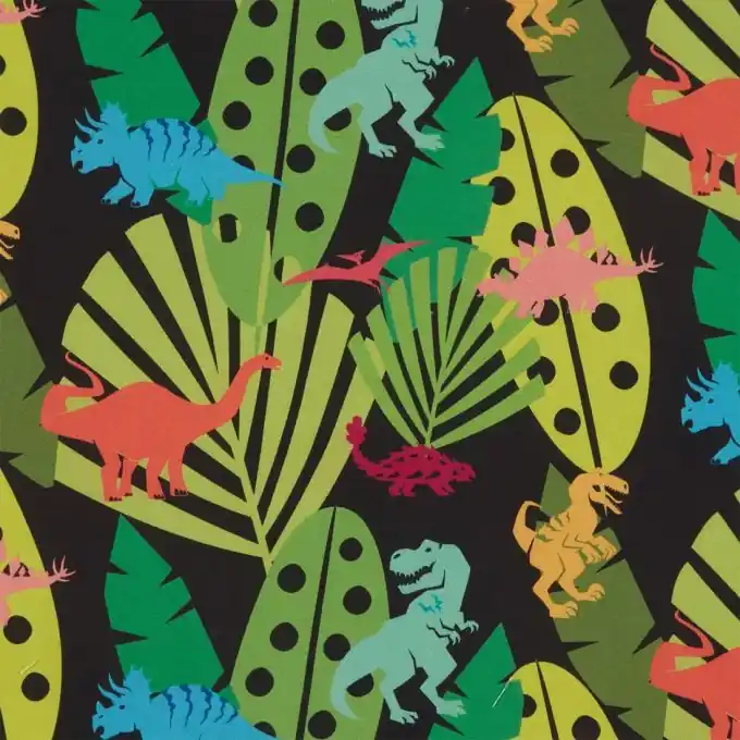 Mengenrabatt Baumwollstoff Jurassic Park Rosa/Blau/Schwarz