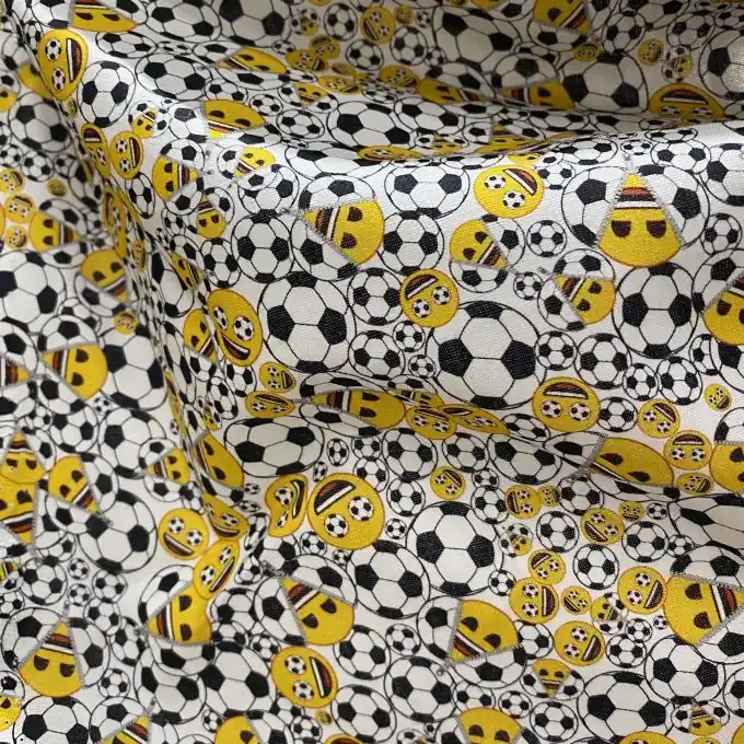 Baumwollstoff Emoji Football Blau Garantierte Lieferung