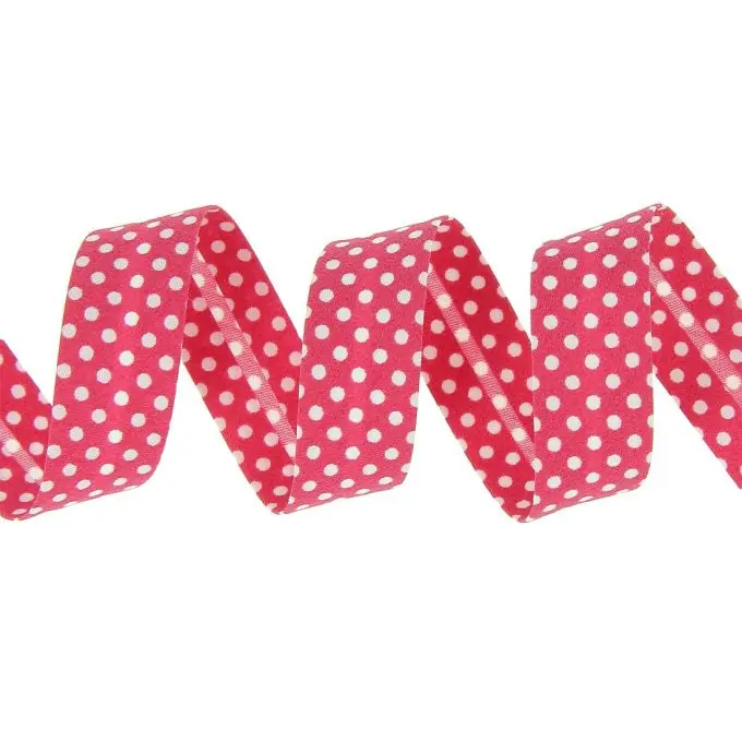 Im Trend Gepunktetes Schrägband, fuchsia 20 mm