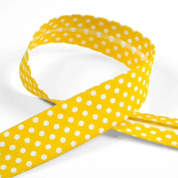 Gepunktetes Schrägband, gelb 20 mm Direktkauf