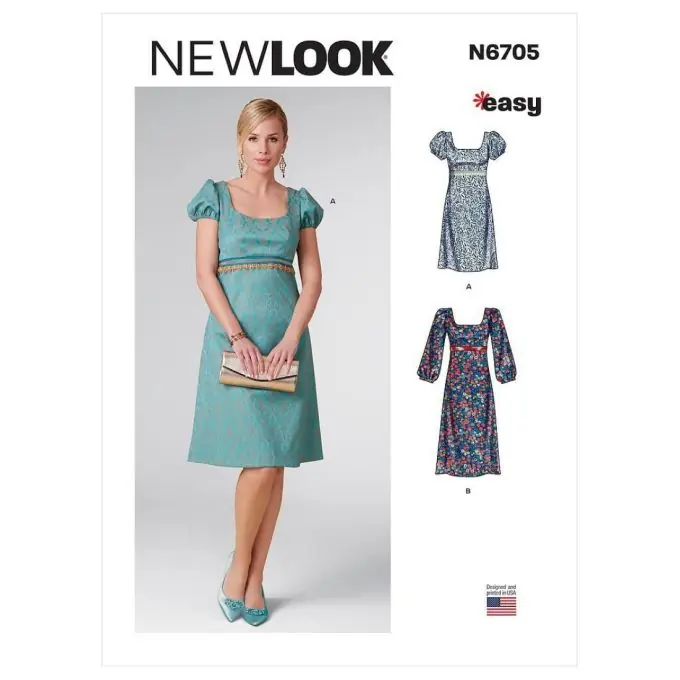 Premium Newlook Empire-Kleid mit tiefem Ausschnitt und gerafften Ärmeln“.