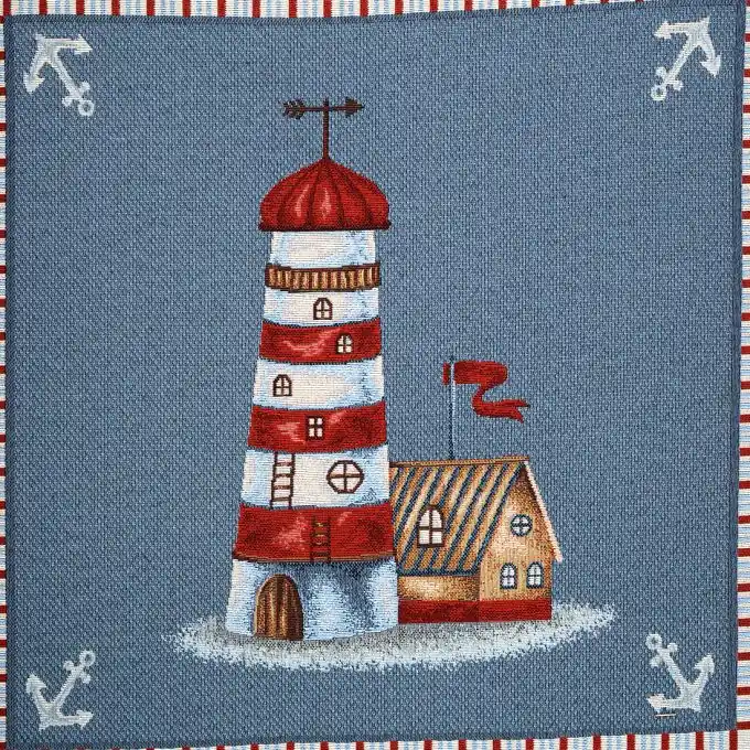 Stoffabschnitt Jacquard Leuchtturm Knallerangebot