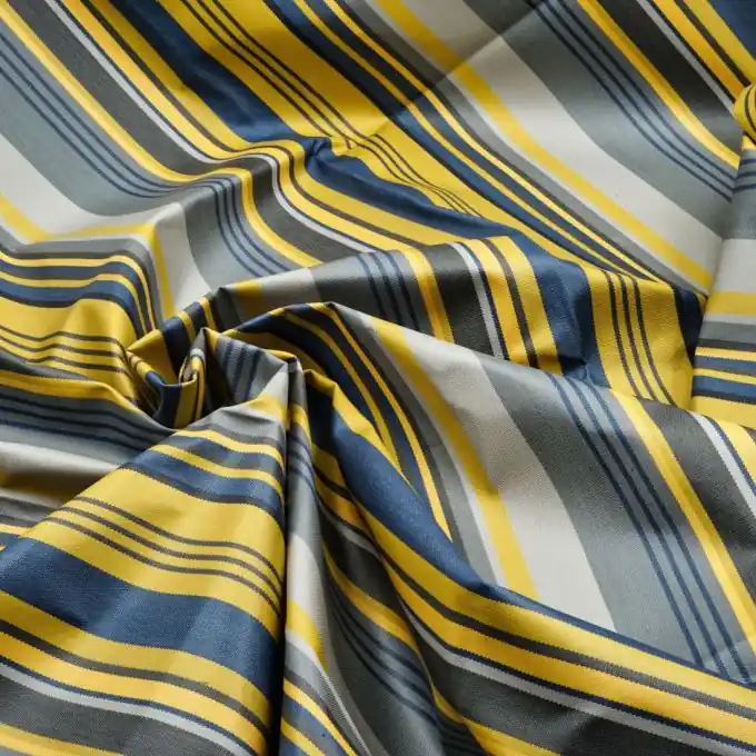 Sonderangebot Outdoorstoff doppelte Beschichtung Sunny Streifen Marineblau Ocker Grau