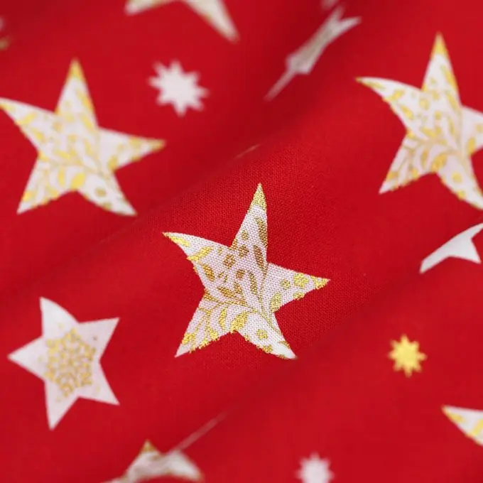 Weihnachtsstoff glitzernde Sterne rot Bestpreis