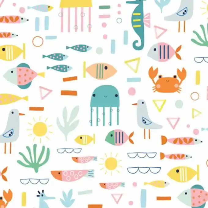 Online Kaufen Popeline Baumwolle Unterwasserwelt Bunt – Dashwood Studio