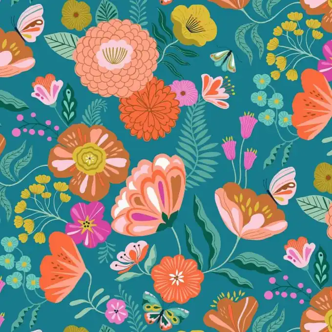 Baumwoll-Popeline Dashwood blau Blumen Online Kaufen