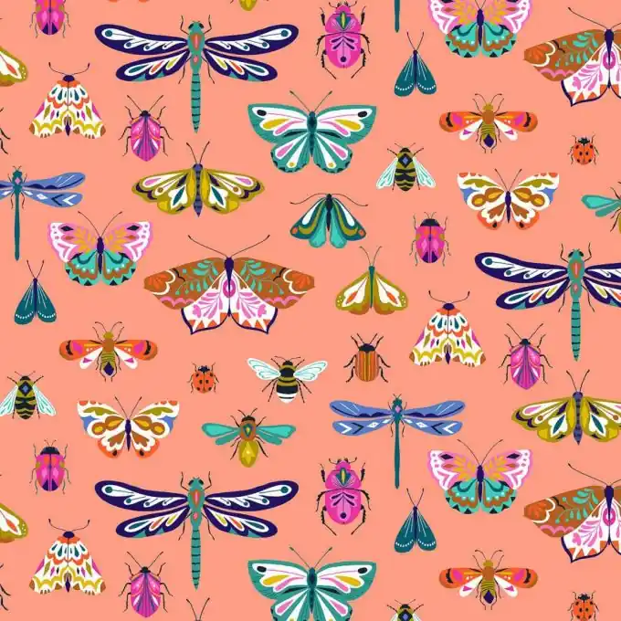 Baumwoll-Popeline Dashwood rosa bunte Insekten Direkt Vom Hersteller