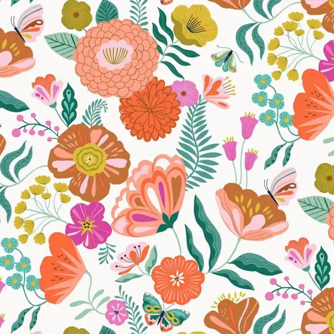 Baumwoll-Popeline Dashwood rosa Blumen und Schmetterlinge Gleich Bestellen