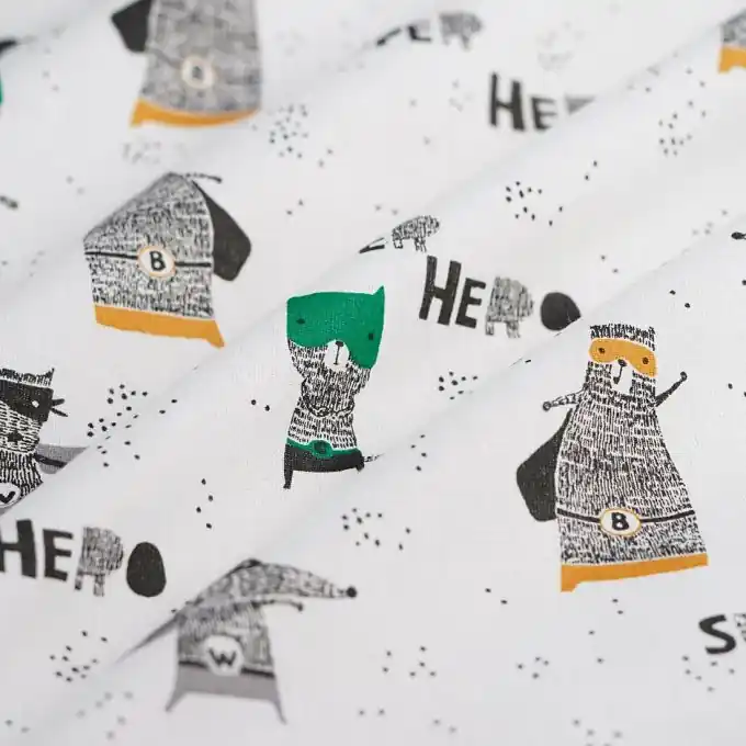 Cretonne Superheld Weiß Heißes Angebot