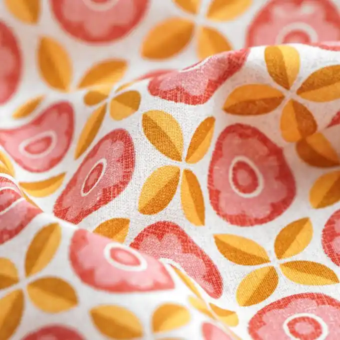 Zertifiziert Cretonne Mania Rosa/Gelb