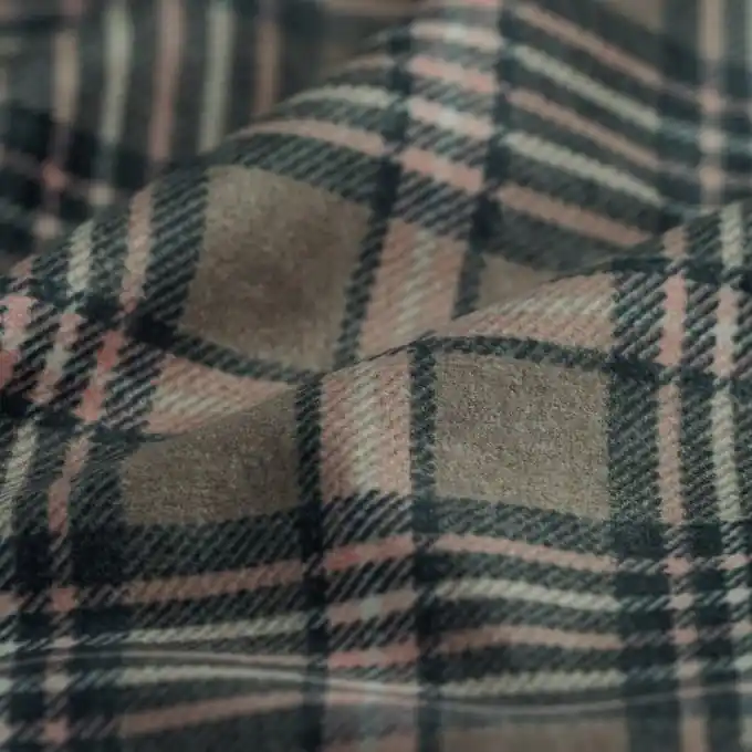 Expressversand Samtstoff Tartan taupe und rosa
