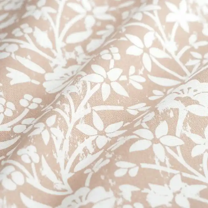 Preisknaller Dicker Baumwollstoff Floral Beige