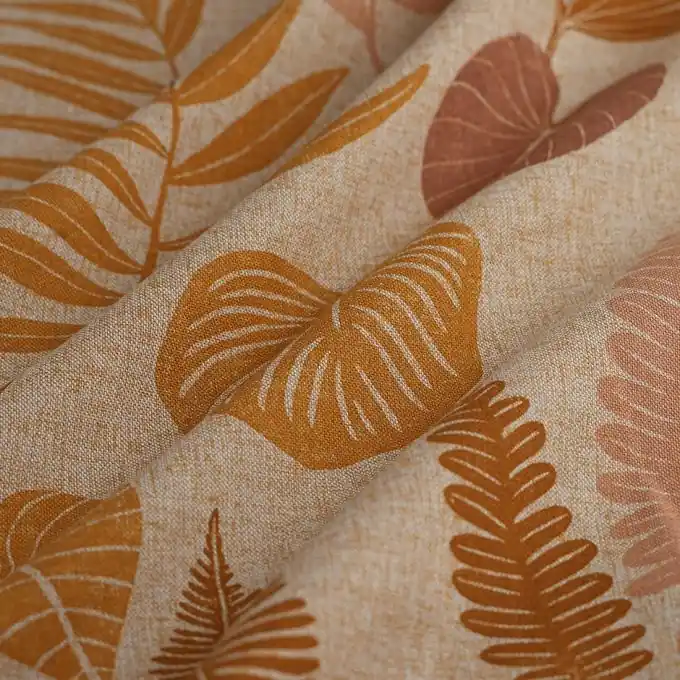Hochwertig Dicker Baumwollstoff Leinenlook natürliche Blätter