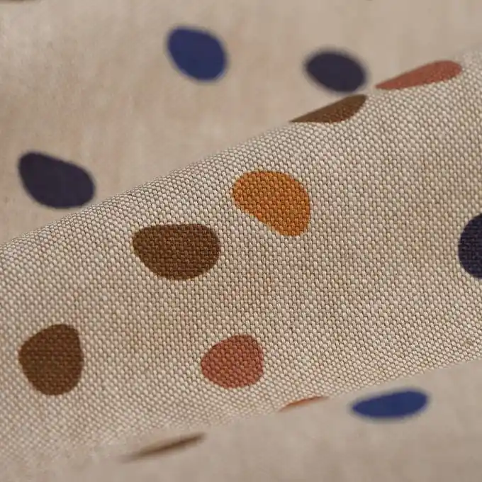 Mengenrabatt Dicker Baumwollstoff Leinenlook bunte Punkte