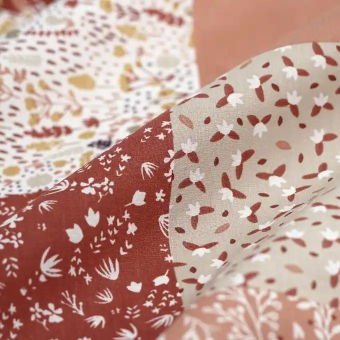 Cretonne-Stoff Patchwork Blumen rosa Mengenrabatt