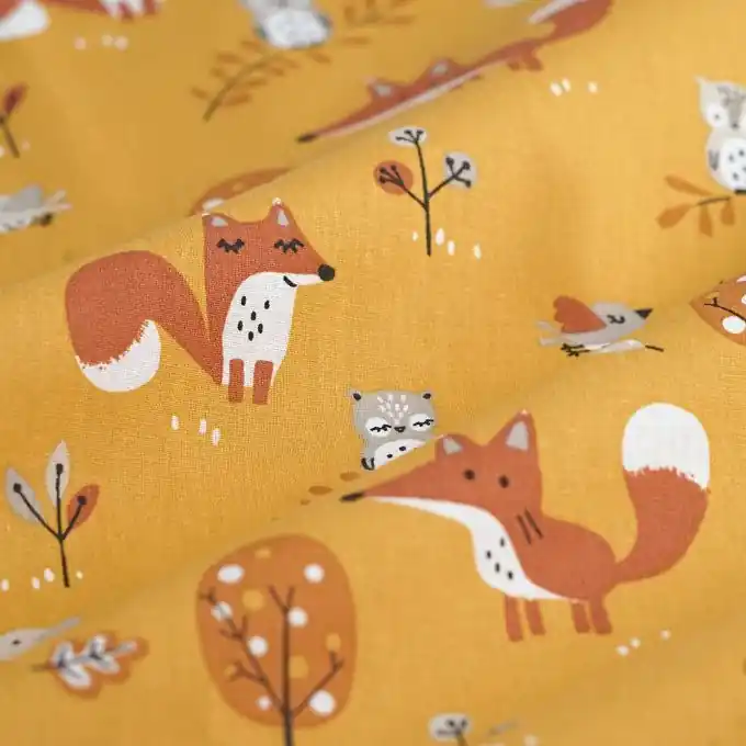 Baumwoll-Popeline Bio herbstlicher Wald gelb Meistverkauft