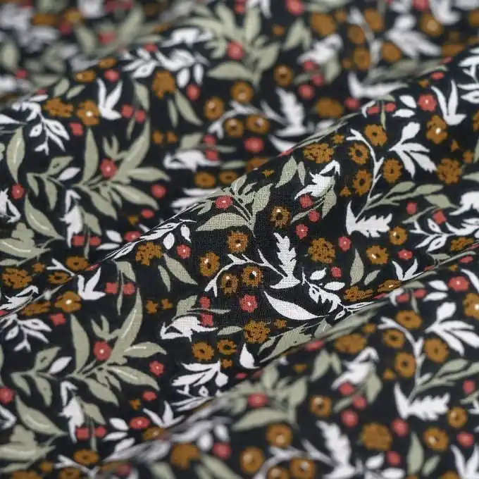 Exklusiv Cretonne-Stoff Blumen Kimia schwarz