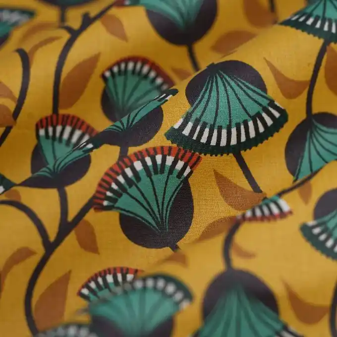 Begrenztes Angebot Beschichteter Cretonne-Stoff Wax Gingko gelb