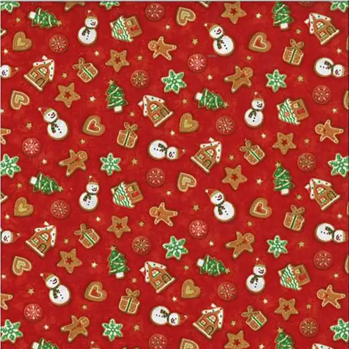 Patchworkstoff 112cm Rot Lebkuchenmuster Preis Gesenkt