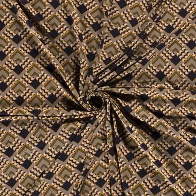 Viskosejersey graphische Muster taupe Bestpreis