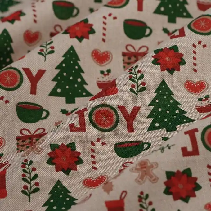 Dicker Baumwollstoff Weihnachten Leinenoptik Greetings Limited Edition