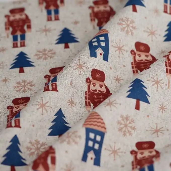 Kostenfreie Lieferung Cretonne-Stoff Nussknacker rot-blau