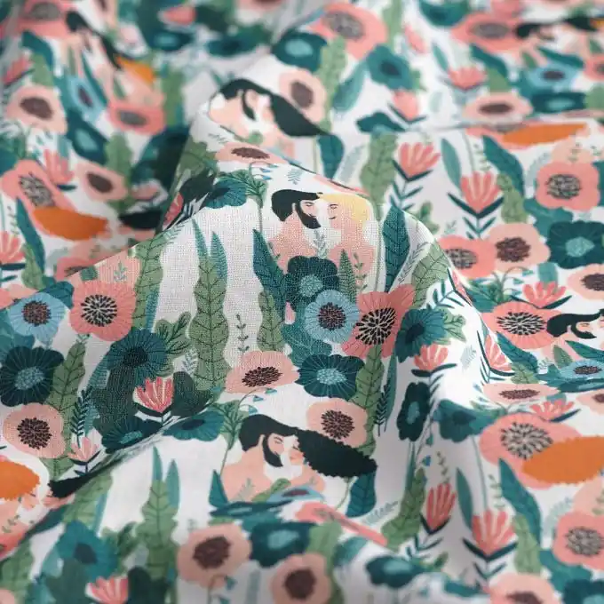 Angebot Cretonne-Stoff Liebe bunt