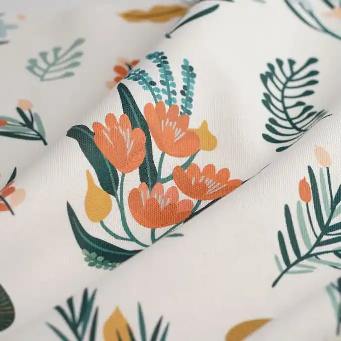 Mengenrabatt Dekostoff Halbpanama Blumenstrauß weiß