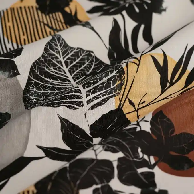 Ausverkauf Dekostoff Halbpanama Dschungel Dämmerung weiß