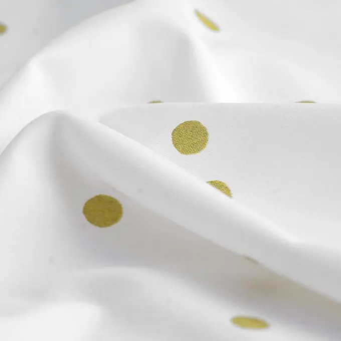 Baumwollsatin Punkte Gold/Weiß Super-Preis