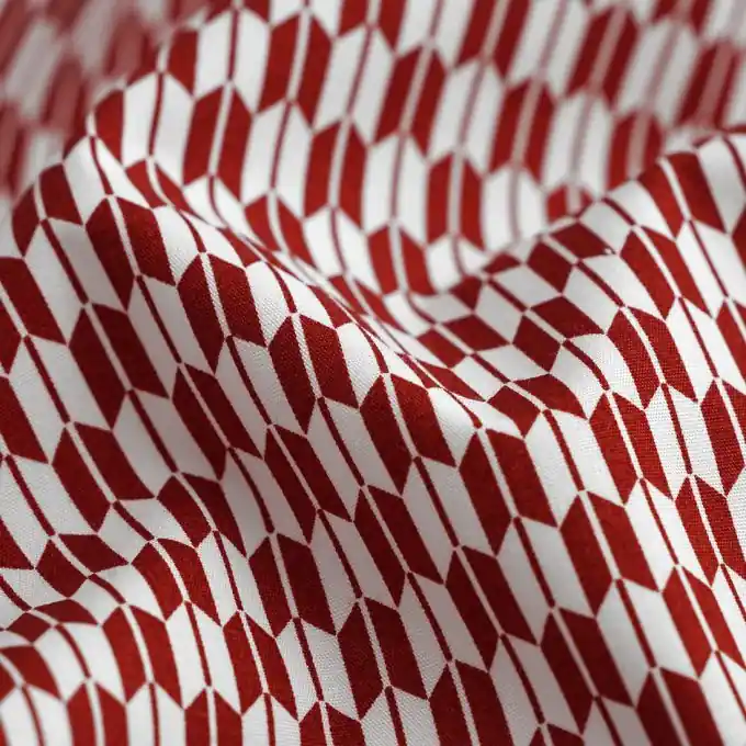 Baumwoll-Popeline Schachbrett écru bordeaux-rot Gratis Versand