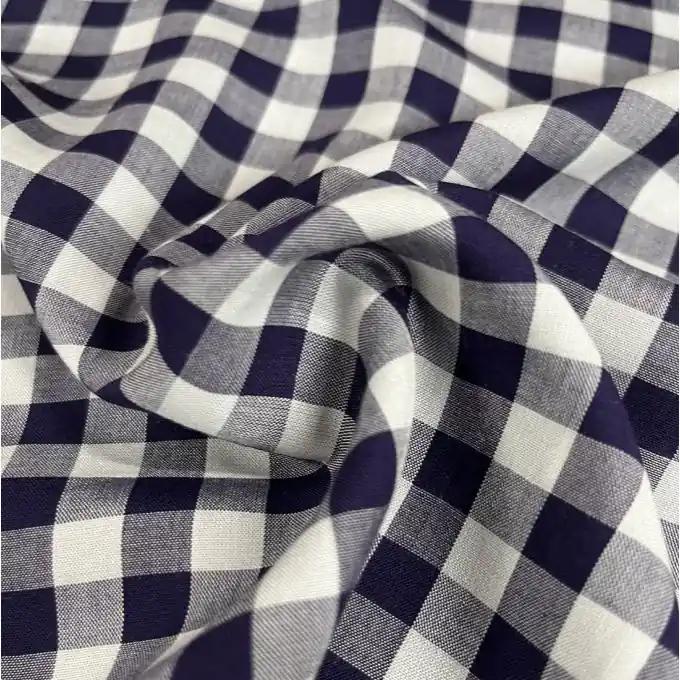 Popeline Viskose Karos Marineblau Kracherpreis