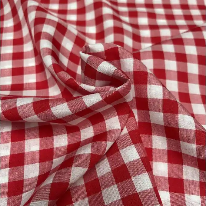 Popeline Viskose Karos Rot Nur Heute