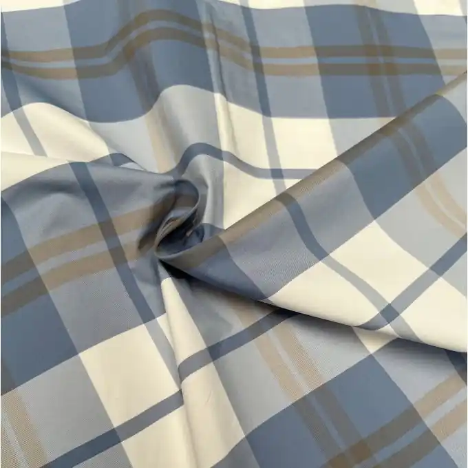 Neu Im Sortiment Taftstoff Karomuster Memory jeansblau