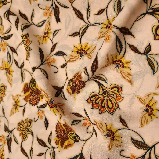 Wochenendangebot Crêpe Georgette Indisches Blumenmotiv Blassrosa