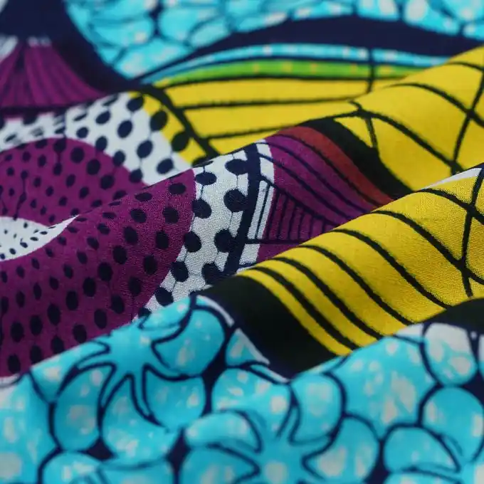 Bestpreis Afrikanischer Wax-Stoff Ovale blau violett