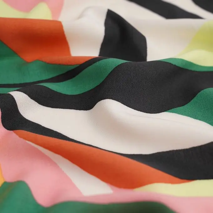 Finale Aktion Viskose-Popeline-Stoff mit abstrakten Blumen in Grün und Orange