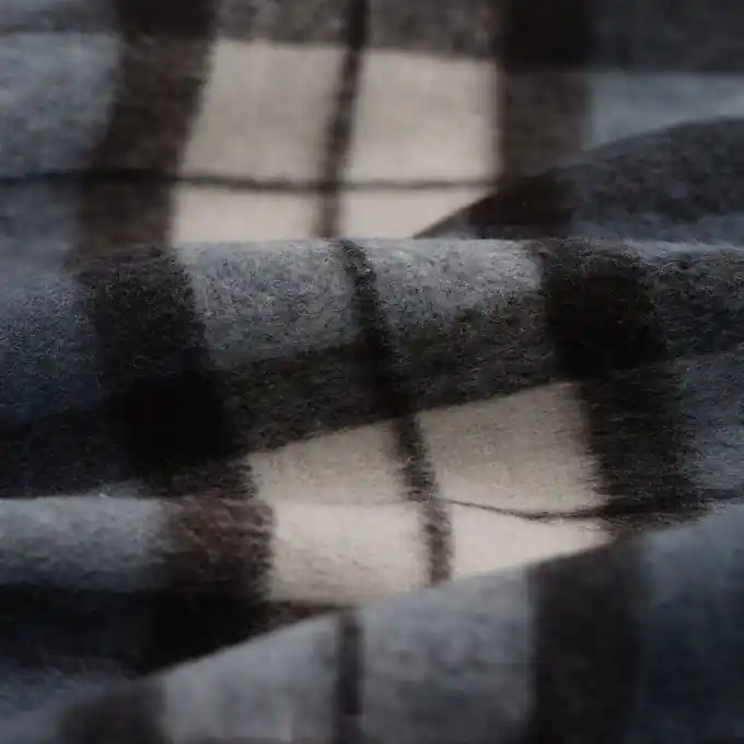 Wollstoff Mantel Karomuster blau grau Top-Preis